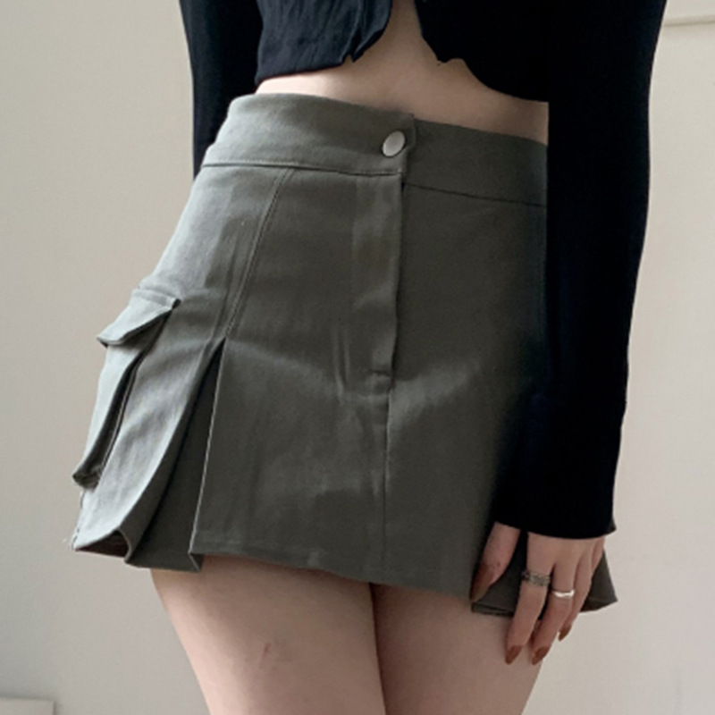 Title 8, Punk Fashion Low Rise Pleated Workwear Skirt fo...