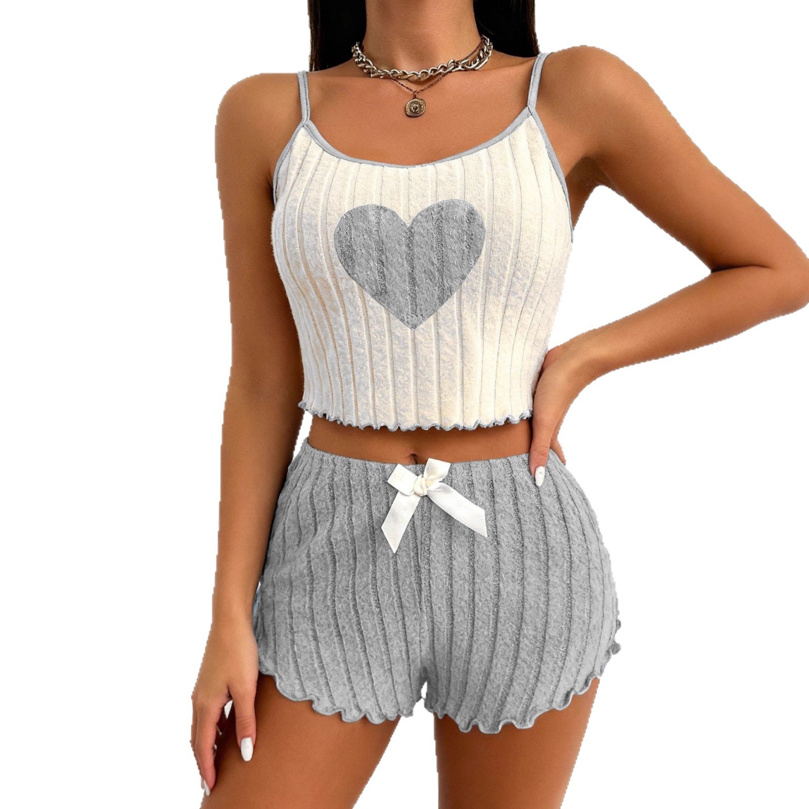 Comfortable And Casual Two-piece Set Featuring Loose-fitting Shorts And A Tank Top