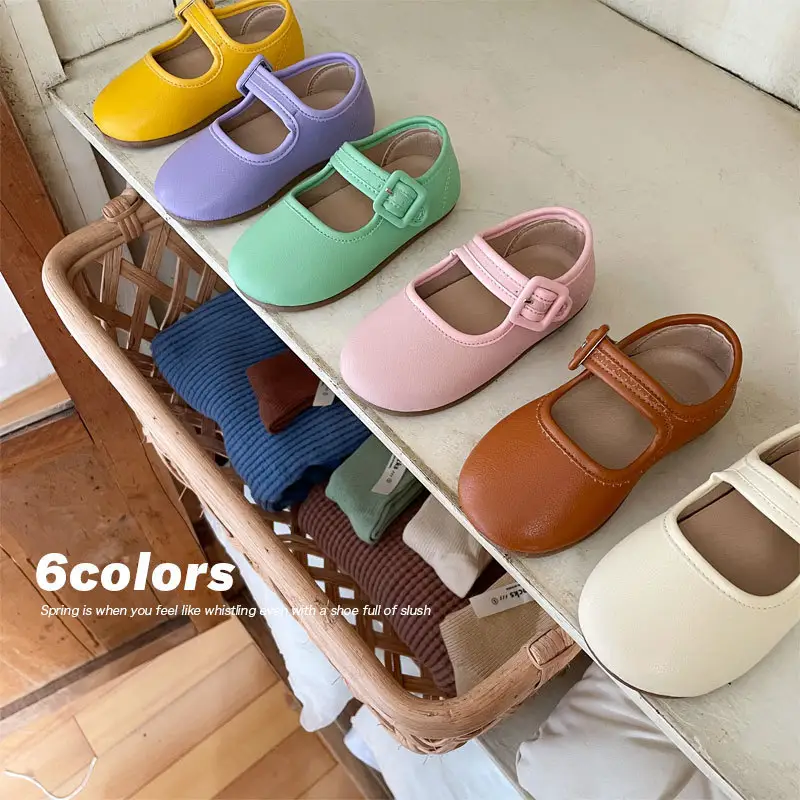Children's Leather Shoes Candy Color Soft Bottom