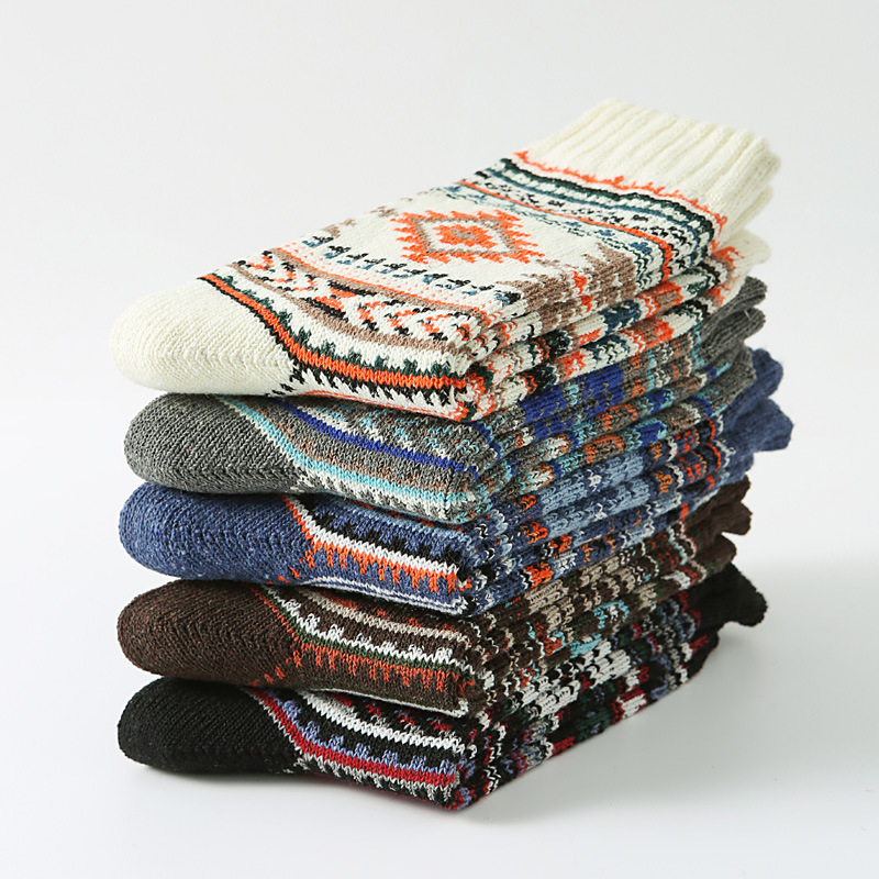 Retro Large Square Wool Socks