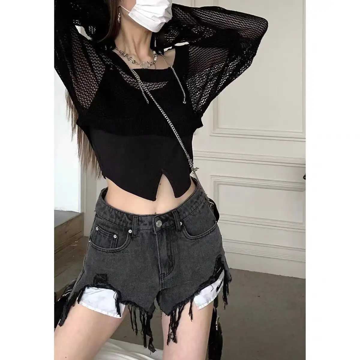 Sun Protective Blouse Camisole Women's Two-piece Slim-fit Short Top