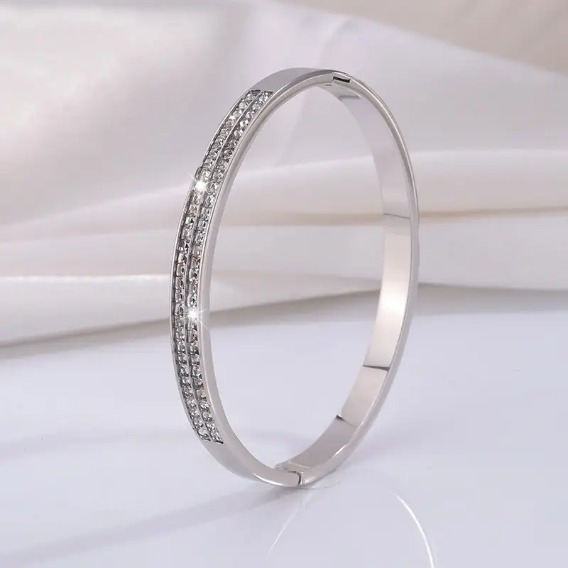 Stainless Steel Women's Starry Exquisite Double Row Diamond Bracelet