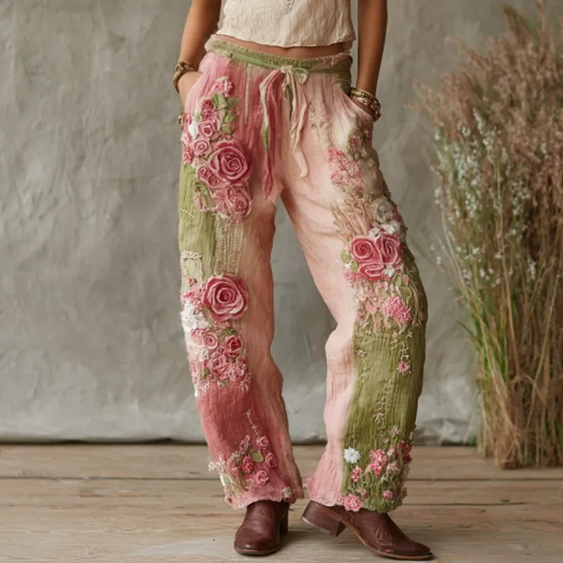 Versatile Comfortable Casual Womens Wide Leg Pants - Contrast Color 2-2Xl