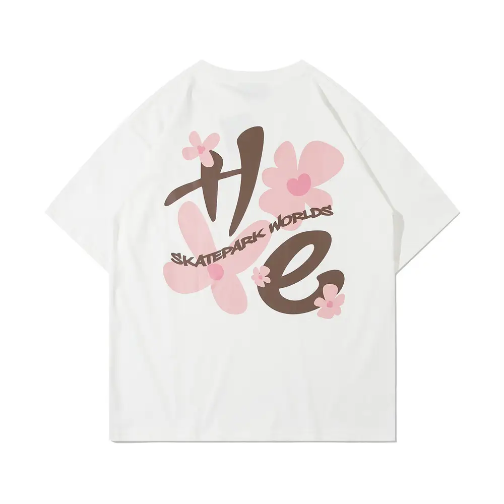 Creative Printing Flower Short Sleeve Men And Women