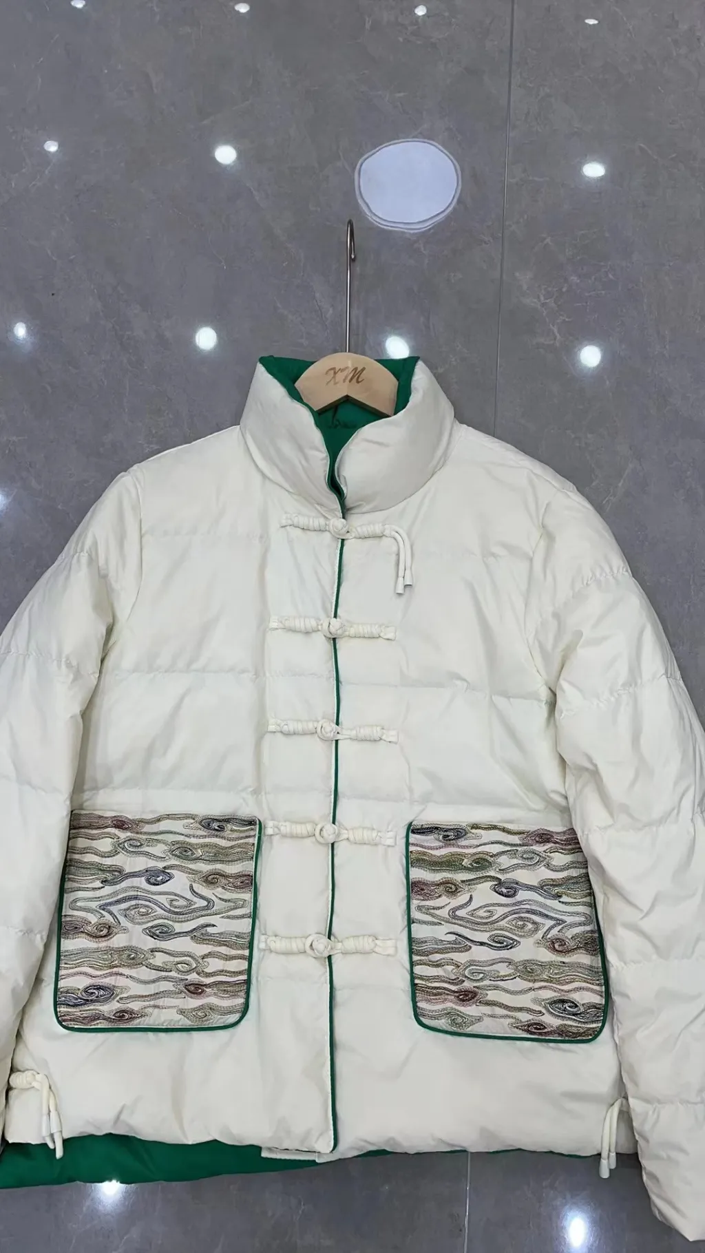 Women's Clothing Short Embroidery Down Jacket Women - White