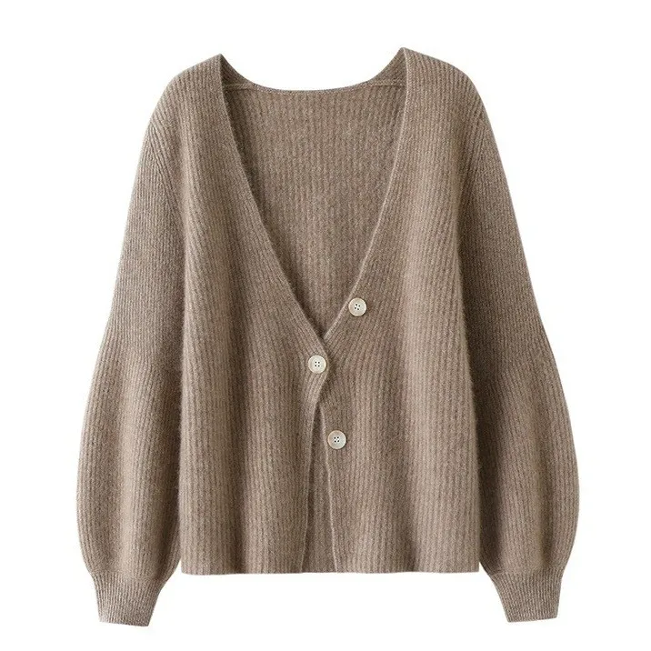 Women's Autumn And Winter New Solid Color Loose Long Sleeves Top - Khaki