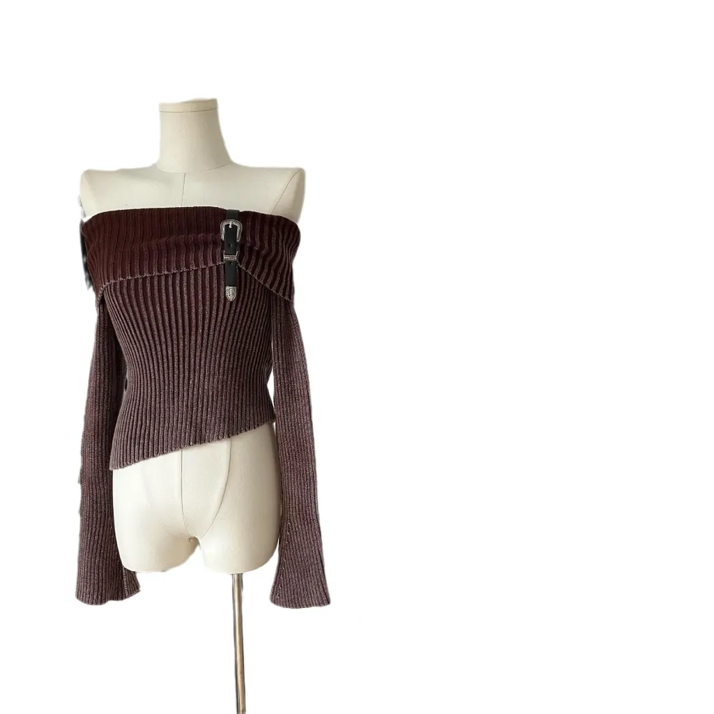 Women's French Style Temperament Knitwear - Coffee