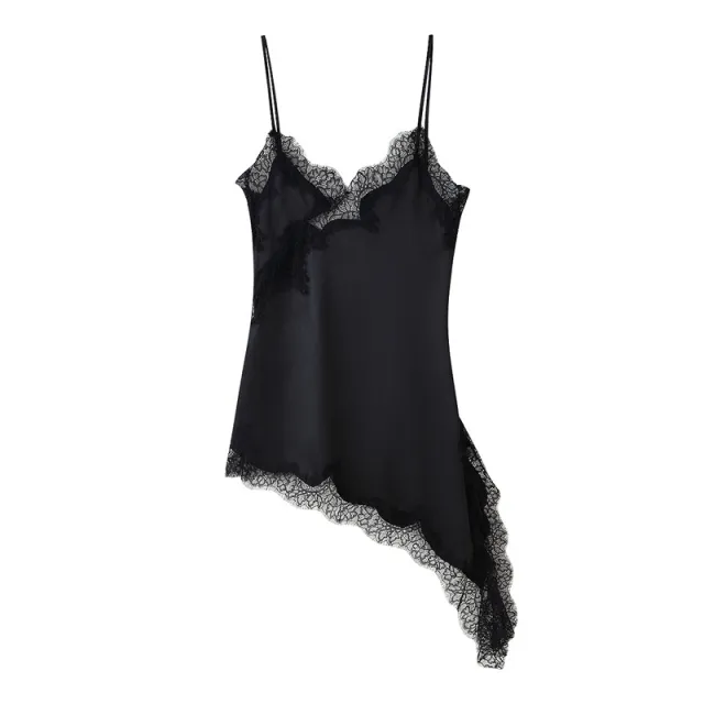 European And American Style Fashion Lace Asymmetric Dress Black - Shop at LoveMi