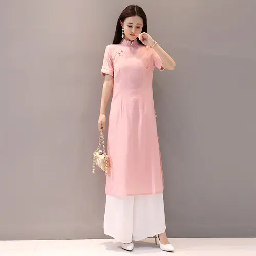 Retro Cotton And Linen Mid-length Two-piece Set Suit