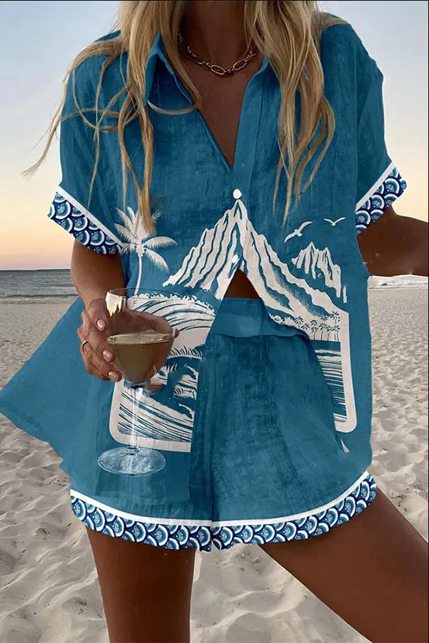 Digital Printing Top Women's Suit Two-piece Set - Mcs01123-L