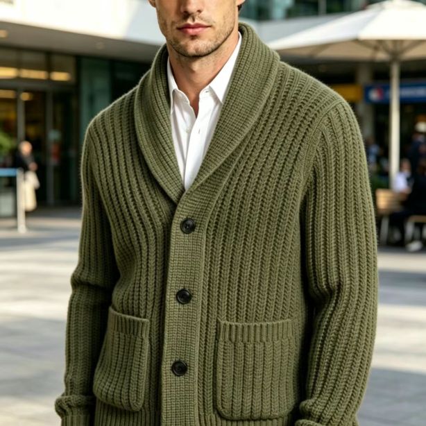 New Mens Striped Knitted Cardigan Jacket