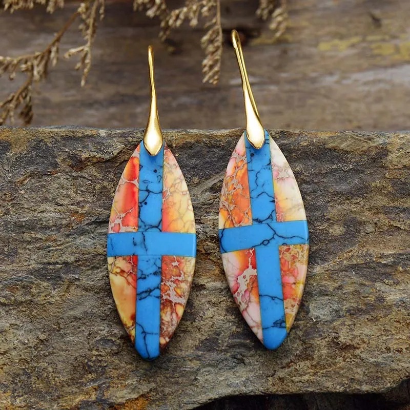 Retro Stylish Patchwork Leaf-Shaped Earrings For Women