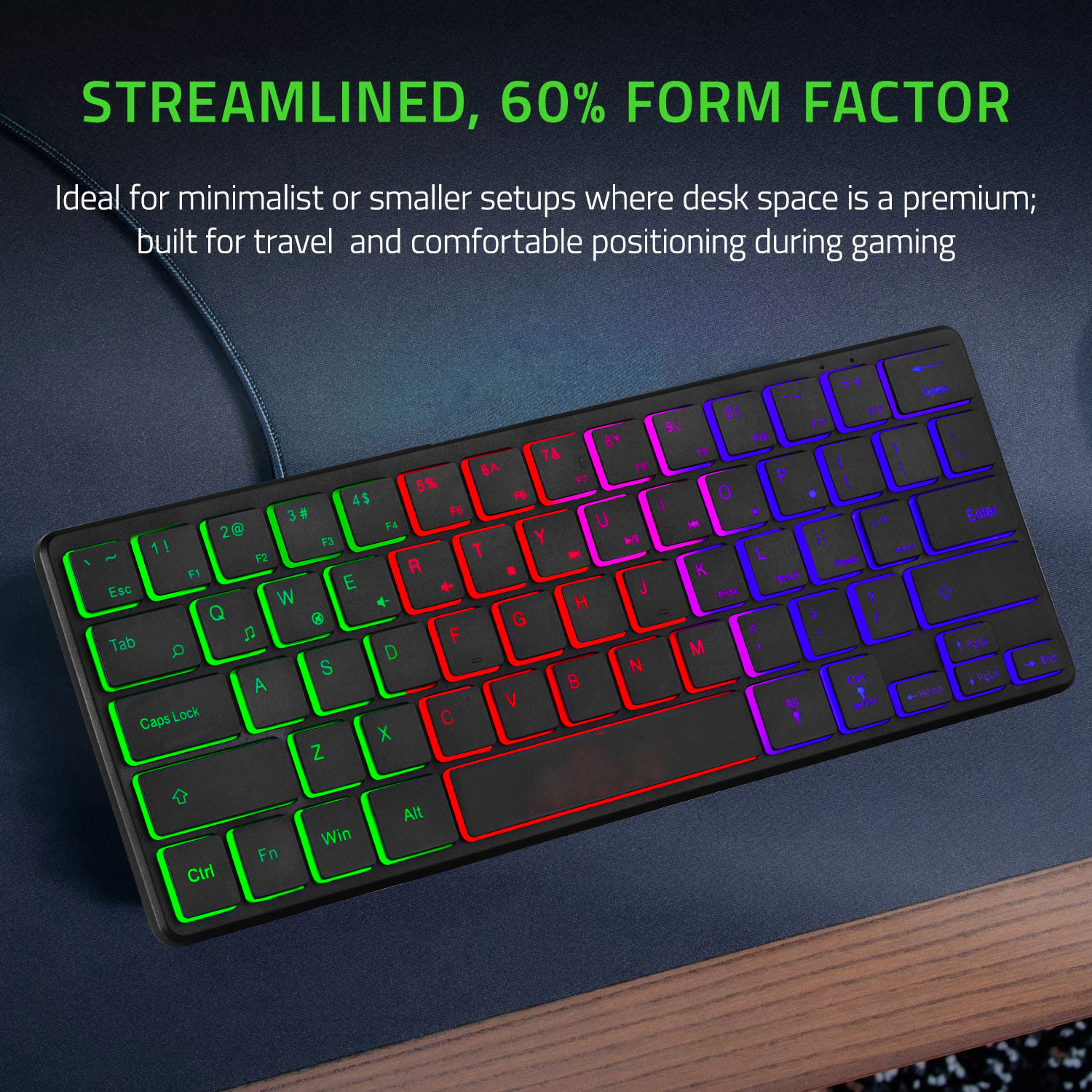 USB Wired Colorful Backlit Gaming Keypad For PCLaptop 64 Keys 3