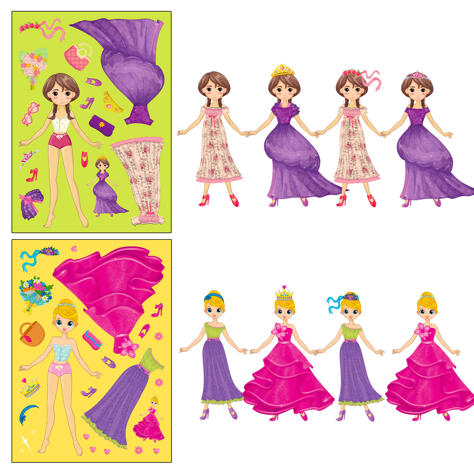 Title 10, 6 Sheetspack Princess Face Changing Stickers C...