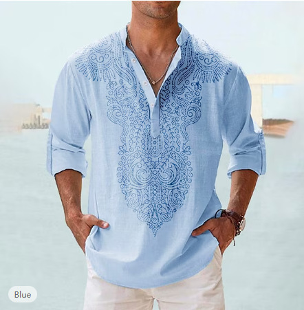 Mens Boho Chic Shirt with Half Sleeves