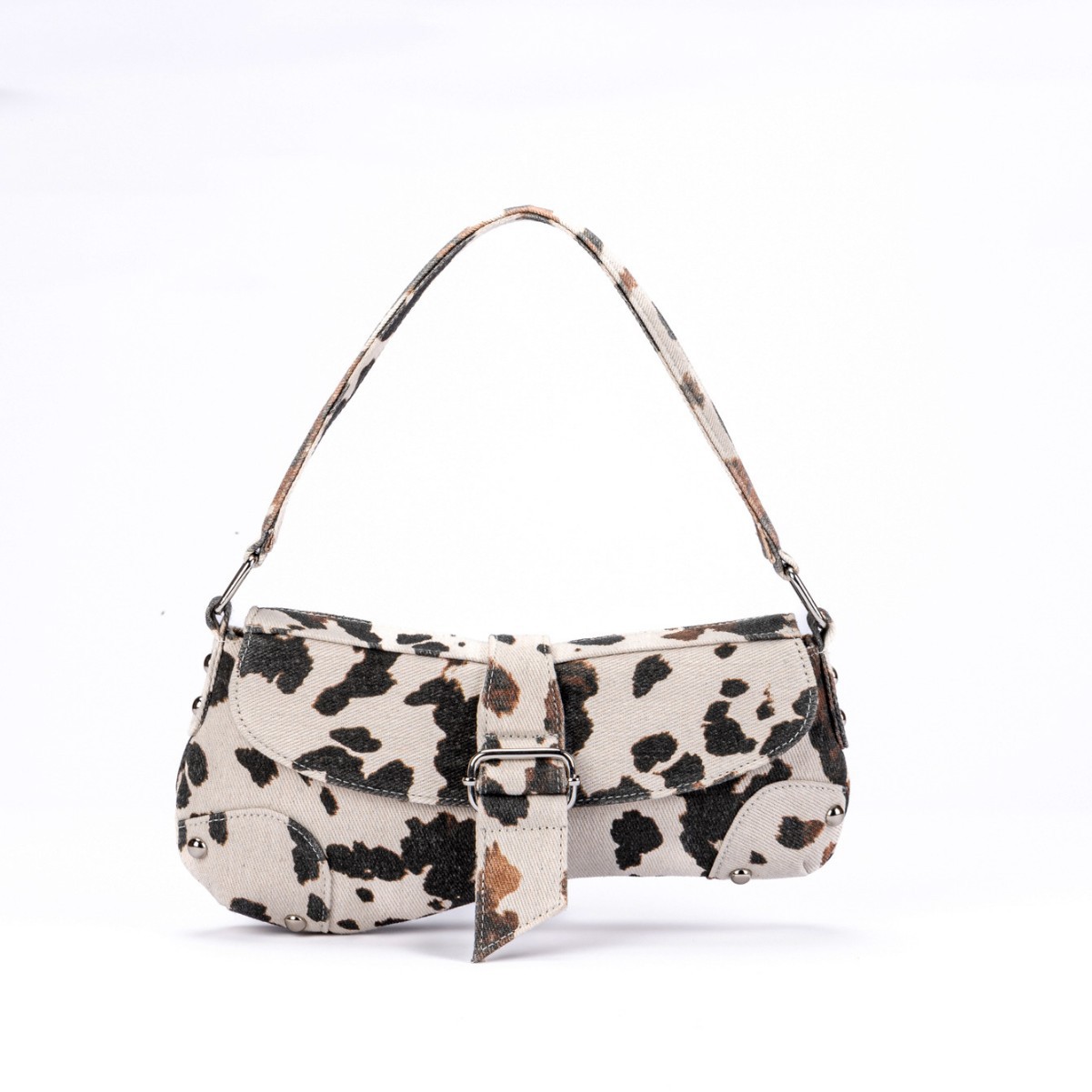 Womens Distressed Leopard-print Underarm Bag Asymmetric Single-shoulder