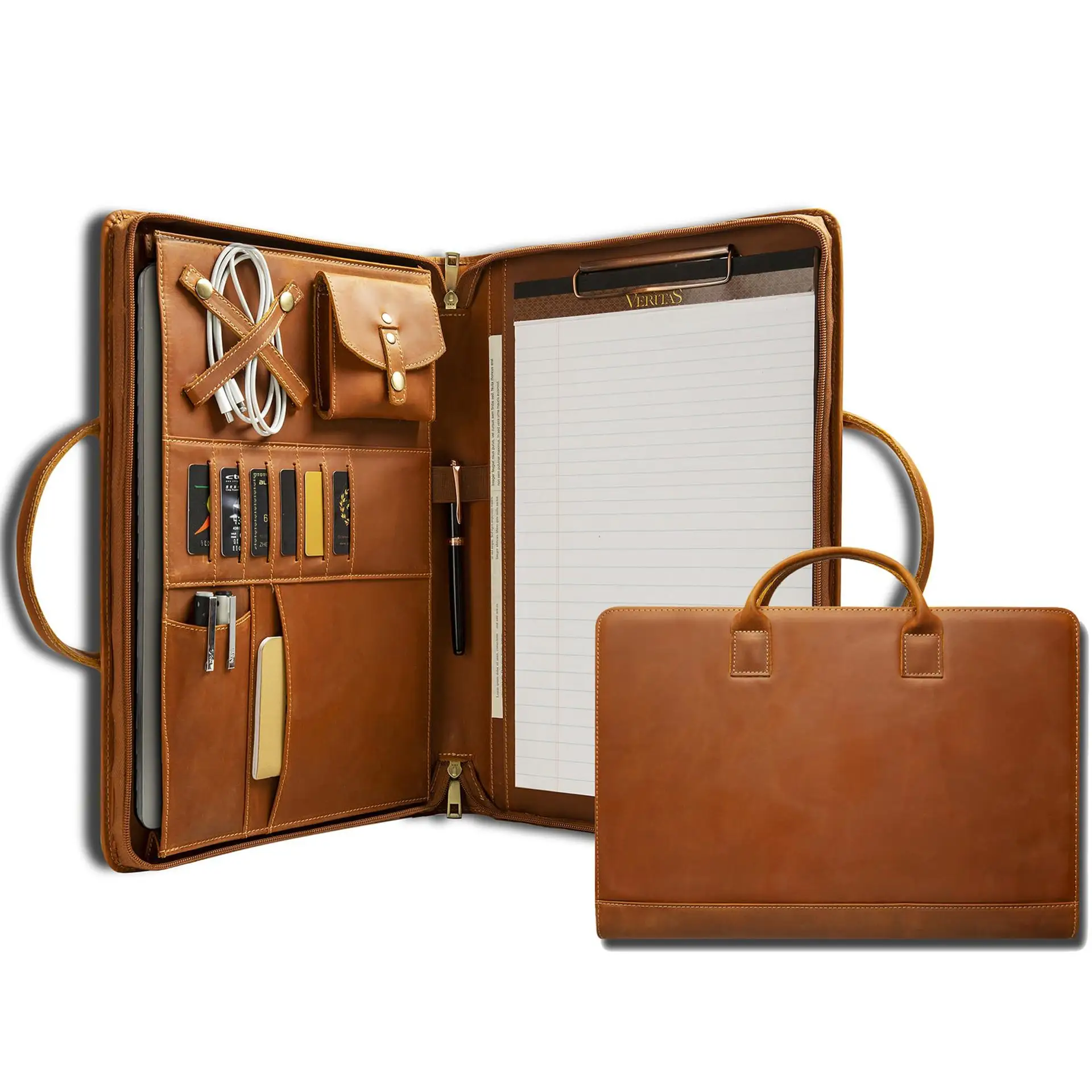 Vintage-Style Briefcase Made From Full-Grain Crazy Horse