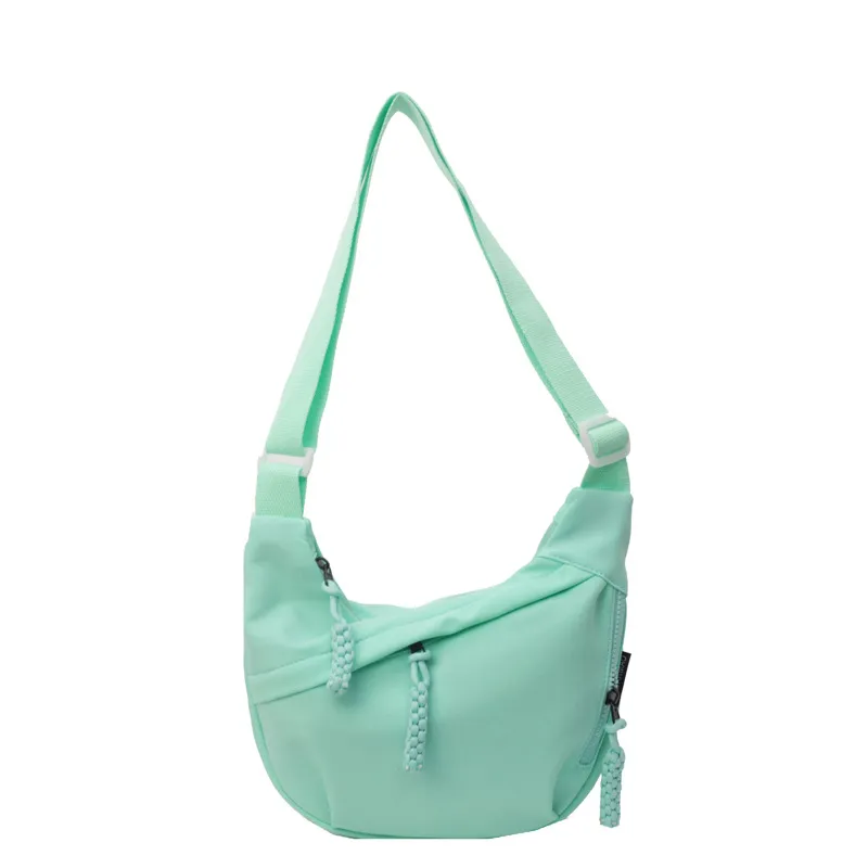 Summer Candy Colour Nylon Bag Large Capacity Shoulder Dumpling Bag Ins - Green