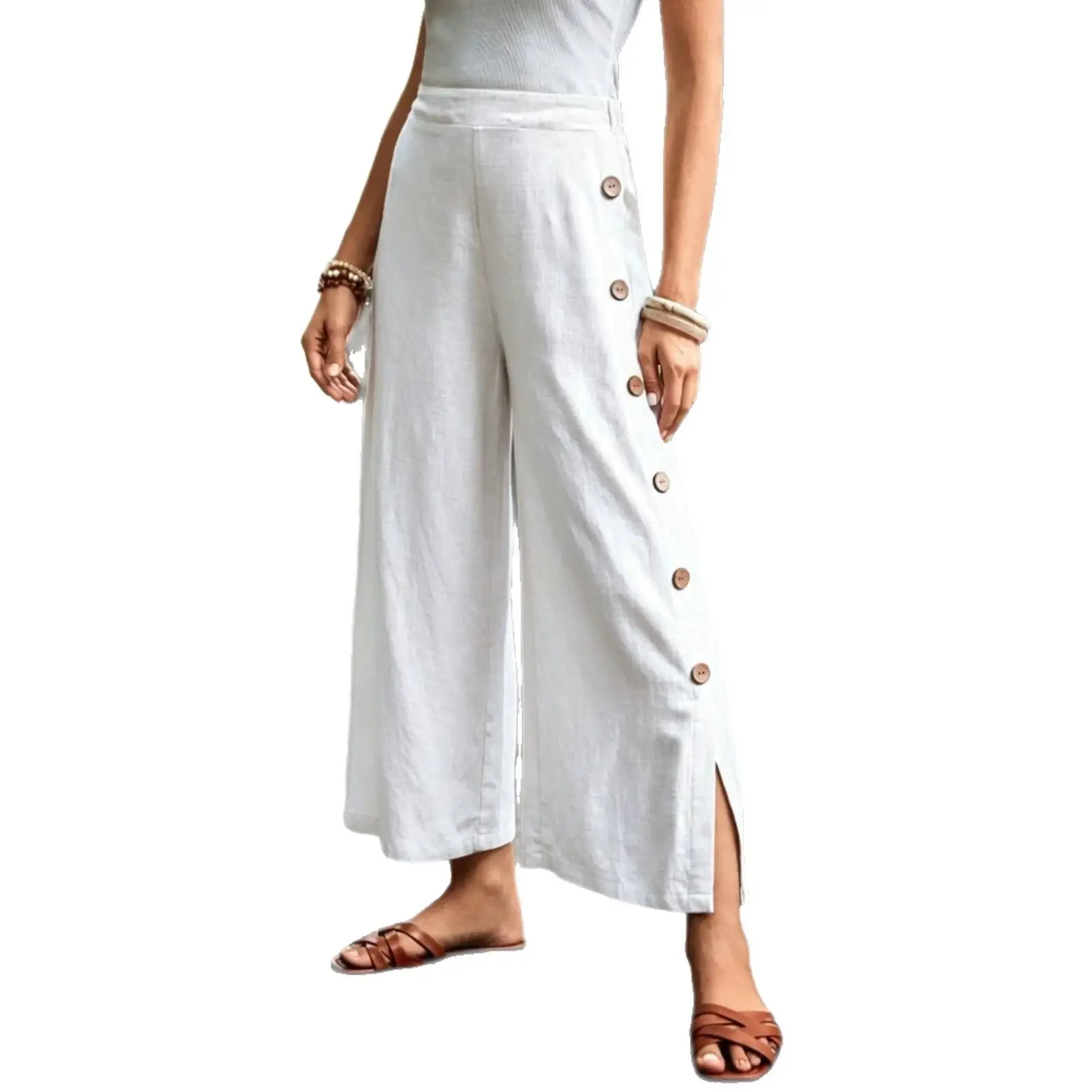 Simple Stylish And Casual Wide-leg Linen Womens Pantsloose-fitting And Supremely Comfortable