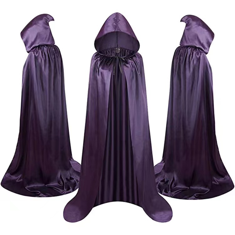Halloween Umhang Kostüme Zaubererumhang für Kinder Kapuzenumhänge Mantel schwarz Par - Bild 5 von 5