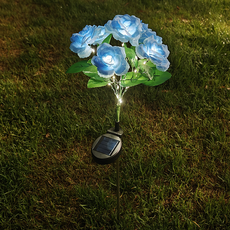 New Realistic LED Ground-insertion Ambient Lighting For Courtyards A 7-head Colorful Solar-powered Rose Decorative Lamp — foto 9