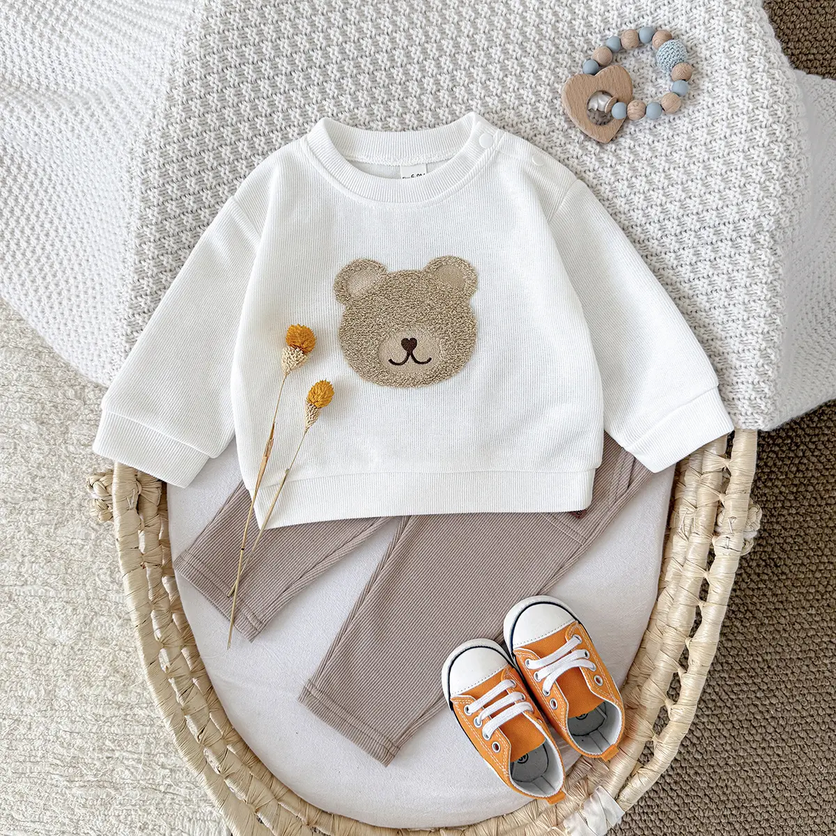 INS Unisex Baby Bear Print Long-sleeve Hoodie
