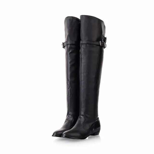 Flat Heel Round Toe Oversized Boots Black - Shop at LoveMi