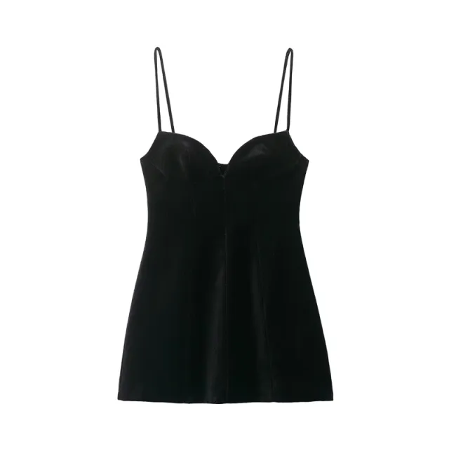 Women's Flared Hem Thin Strap Short Dress Black - Shop at LoveMi