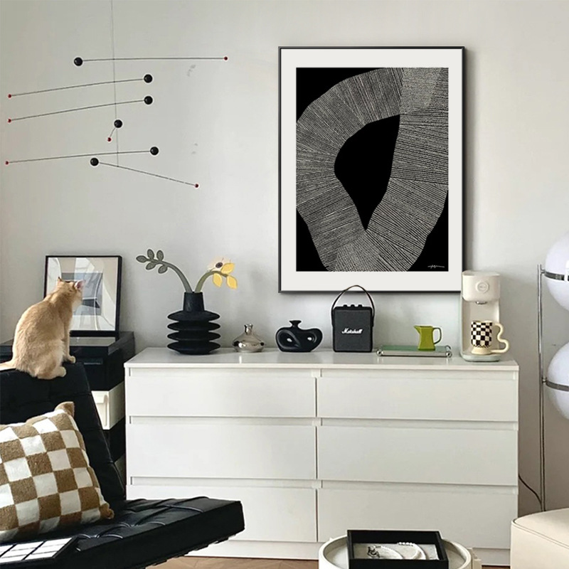 Chest Of Drawers Decoration Geometry Hanging Painting