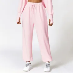 High Top Sports Sweatpants Women's Loose Straight - Cherry Blossom Pink - View 1