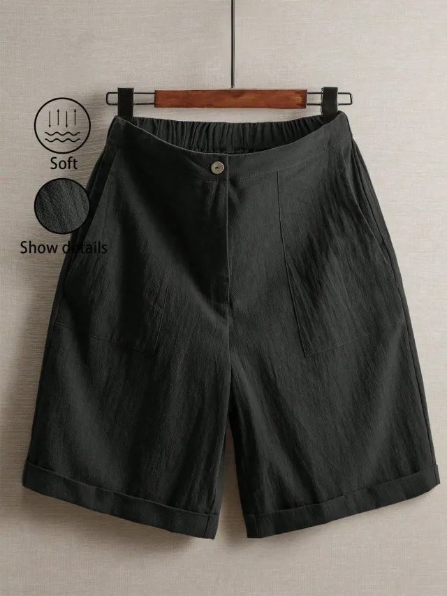 Casual American style Capri Pants With A Wide Leg Black - Shop at LoveMi