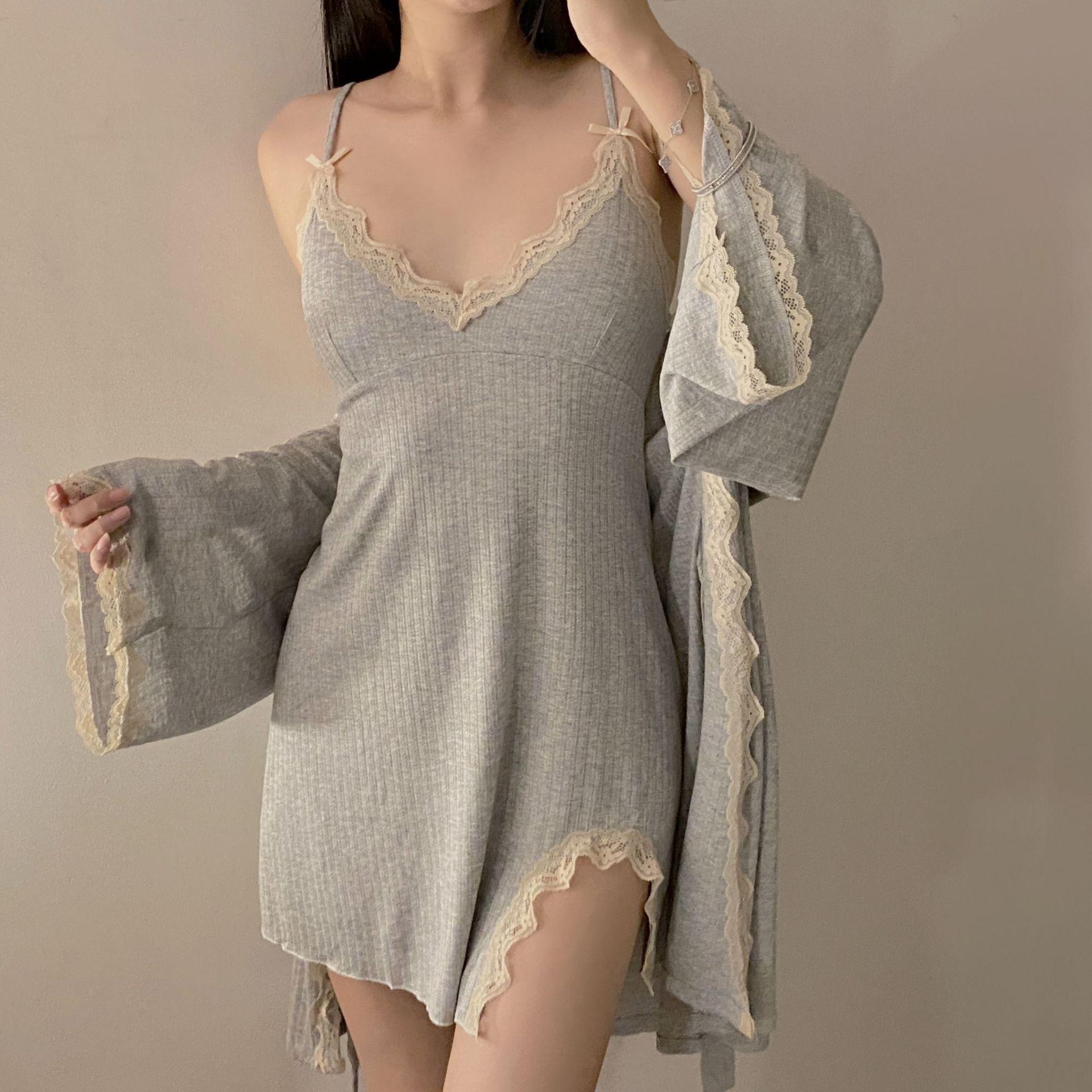 Women's Lace Versatile Modal Pajama Set - Image 3