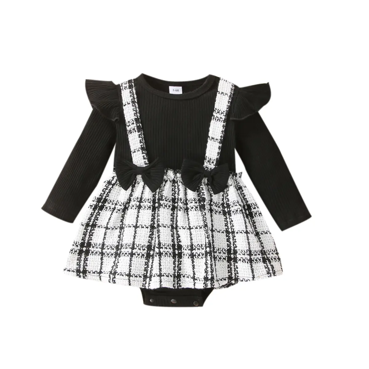 Flounced Sleeve Double Bowknot Classic Style One-piece Baby's Gown