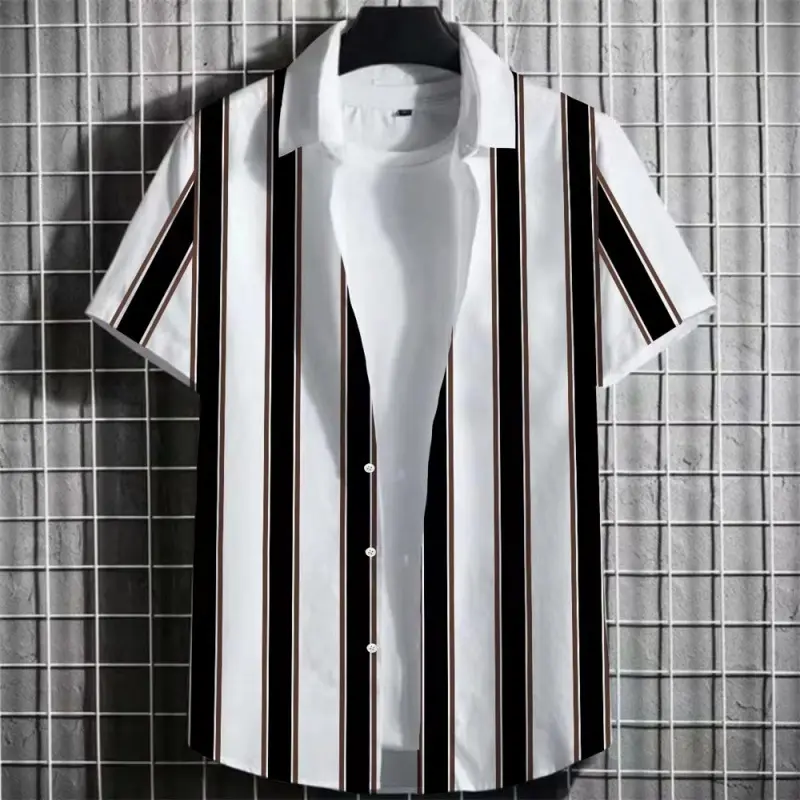 Color Simple Striped Men's 3D Printing Short