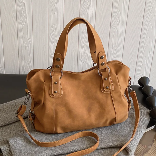 Large Capacity Tote Crossbody Frosted Shoulder Underarm Bag Brown - Shop at LoveMi