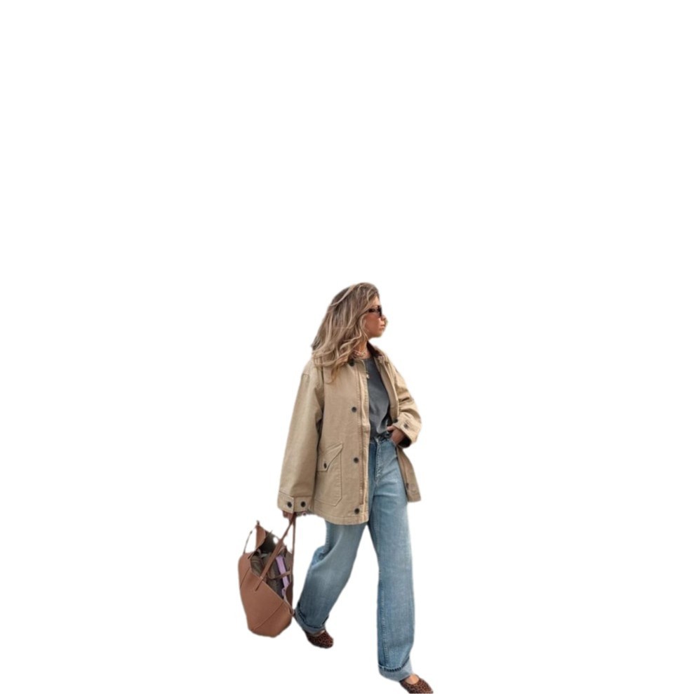Long-sleeve Lapel-collar Loose-fit Trench Coat