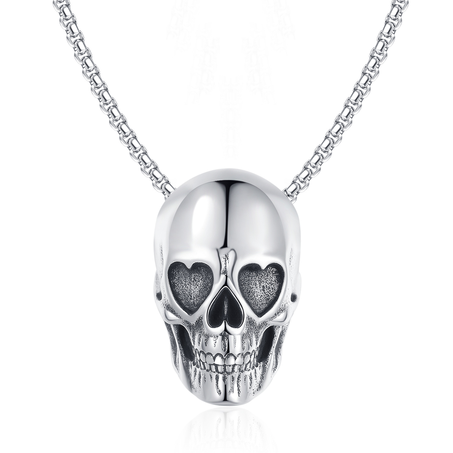 Titanium Steel Skull Vintage Love Necklace