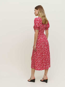 Women's Floral Print Slit Long Dress