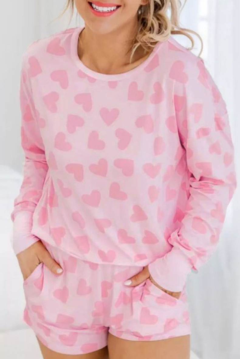 Heart Shape Printed Home Two-piece Women's Clothing