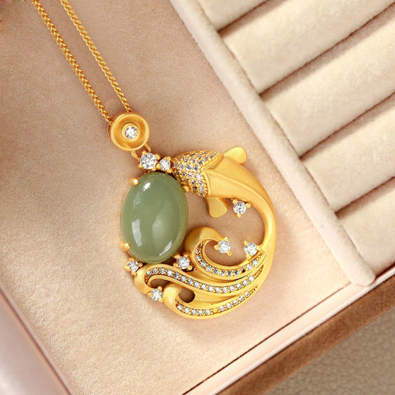 Sand Gold Inlaid Gray Jade Ancient Royal Court Pendant