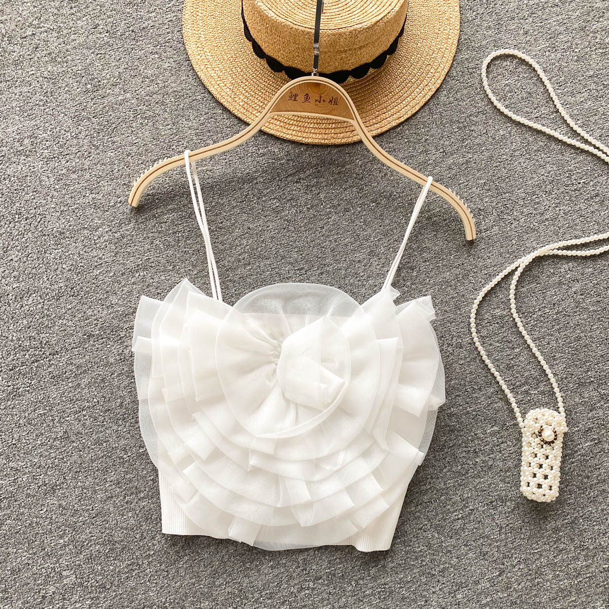 Pure Flower Camisole Women's Summer Hot Girl Short Top White - Shop at LoveMi