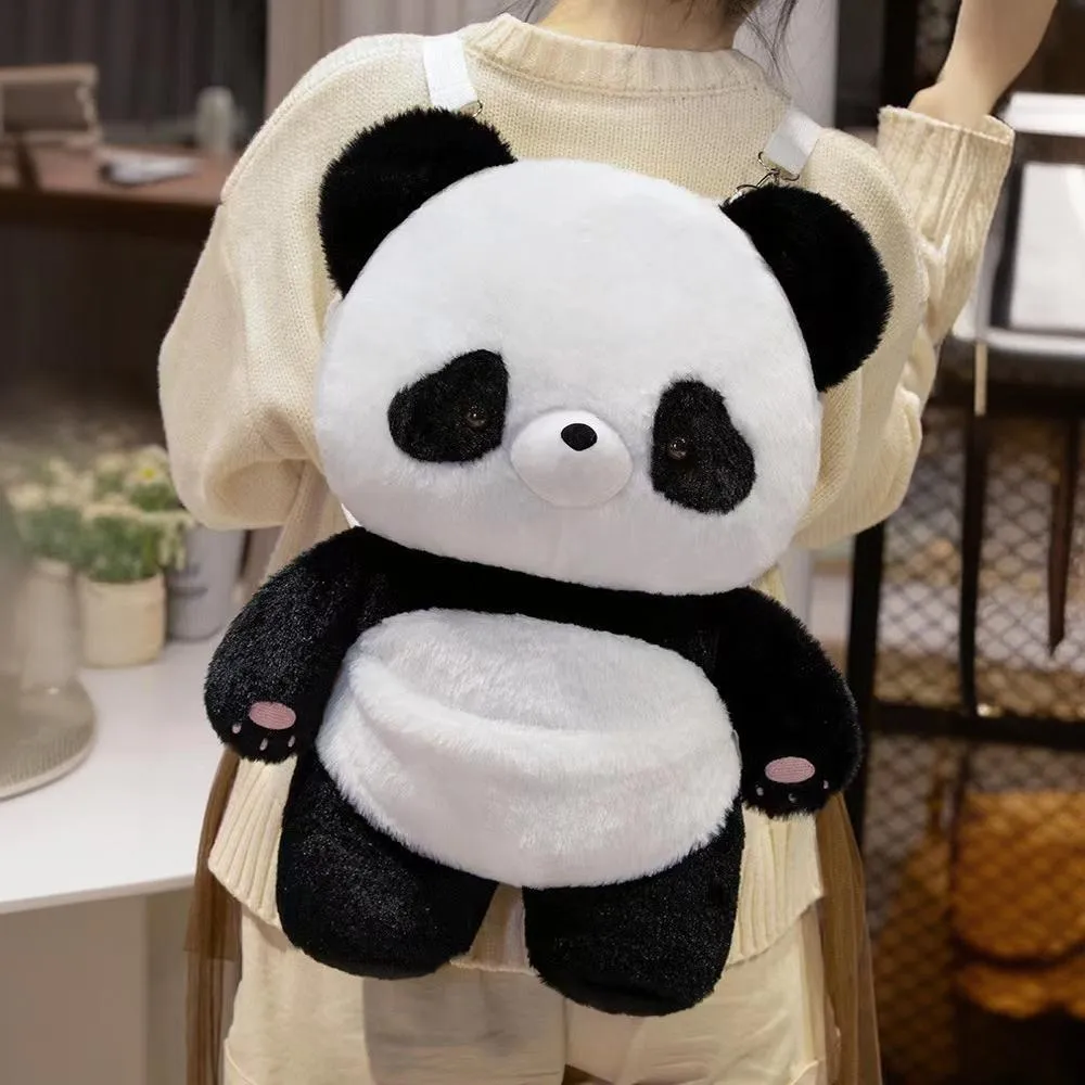 Girl Cute Plush Doll Backpack - Black