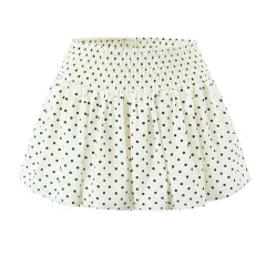 Niche Cute Youth-looking Polka Dot Puffy A- Line Bud Short Skirt - White - View 1