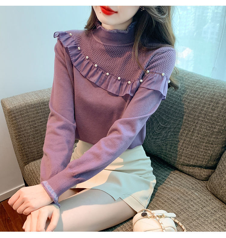 Title 1, Womens Ruffled Stitching Half-high Collar Long...