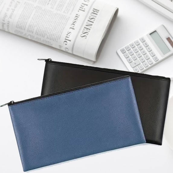 Leather Zip Pouch Minimalist Storage Clutch Bag