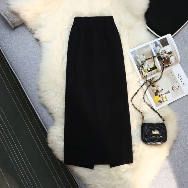 Mink Fur Knitted Skirt For Women Autumn And Winter Black - Shop at LoveMi