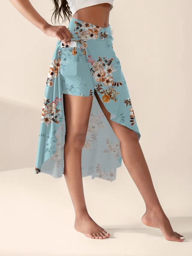 Split Pocket Inner Shorts Skirt New Flower Women's Clothing Floral 3 - Shop at LoveMi