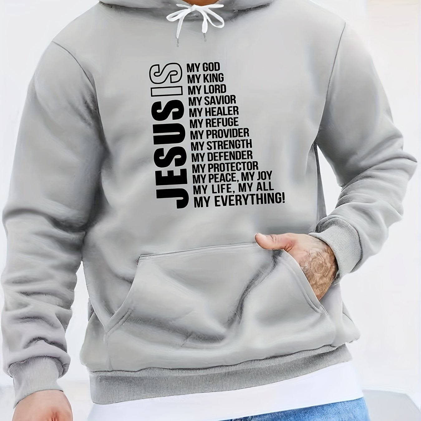 Printed Kangaroo Pocket Hoodie Casual Long-Sleeve Hoodie Pullover Sweatshirt