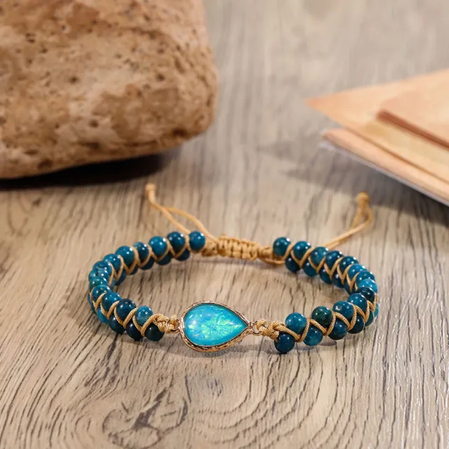 Cross border Natural Stone Bracelet Water Drop Shape Sapphire Couple Woven Bracelet L0691Color - Shop at LoveMi