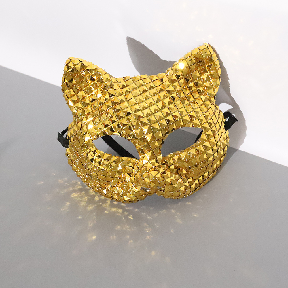 Halloween Ball Party Cat-Face Rhinestone Mask